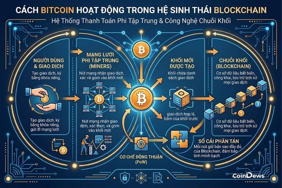 Giao dịch Bitcoin được ghi nhận trên blockchain