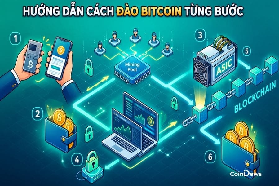 Thao tác thực hiện đào bitcoin cho người mới