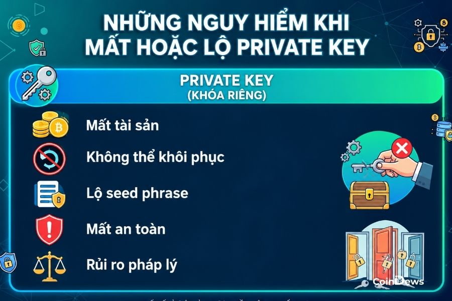 Một số nguy hiểm khi để mất hoặc lộ khóa riêng tư