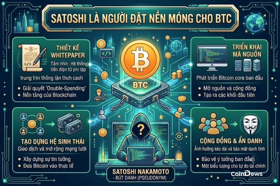 Satoshi được xem là người đặt nền móng cho BTC