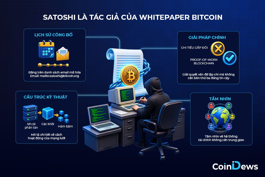 Satoshi Nakamoto sáng lập Whitepaper Bitcoin năm 2008