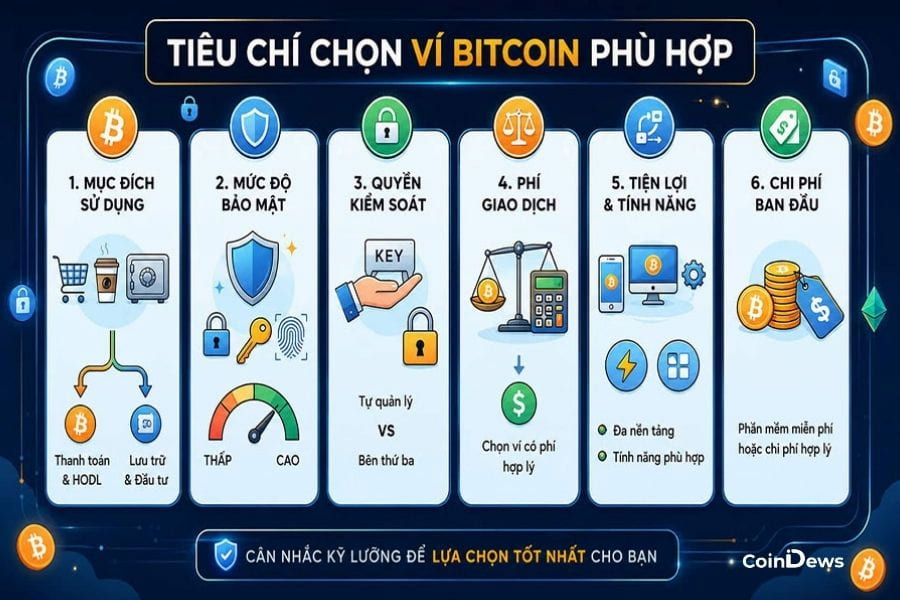 Chọn ví Bitcoin dựa theo mục đích sử dụng và bảo mật