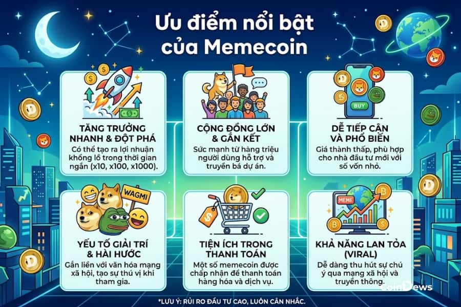 Những ưu điểm nổi bật của Memecoin